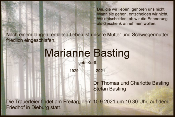 Todesanzeige von Marianne Basting von OF