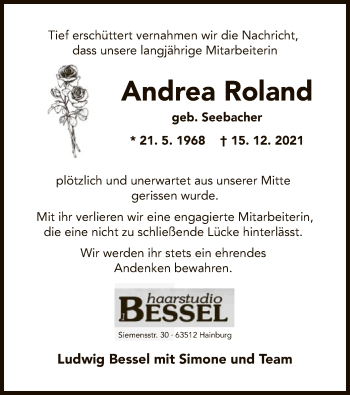 Todesanzeige von Andrea Roland von OF