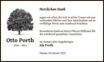 Todesanzeige von Otto Porth von OF