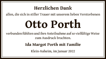 Todesanzeige von Otto Porth von OF