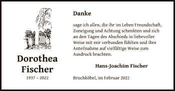 Todesanzeige von Dorothea Fischer von OF