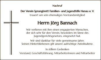 Todesanzeige von Jörg Bannach von OF