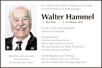 Todesanzeige von Walter Hammel von OF