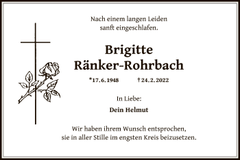Todesanzeige von Brigitte Ränker-Rohrbach von OF