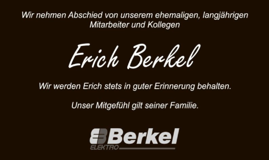 Todesanzeige von Erich Berkel von OF