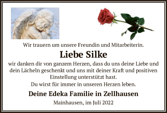Todesanzeige von Silke  von OF