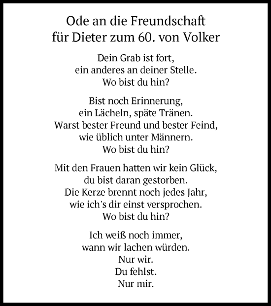 Todesanzeige von Dieter  von OF