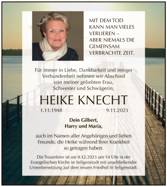 Todesanzeige von Heike Knecht von OF