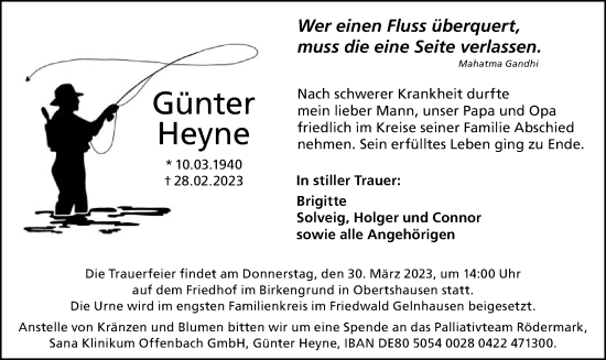 Todesanzeige von Günter Heyne von OF