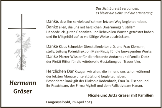 Todesanzeige von Hermann Gräser von OF