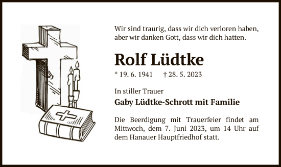 Todesanzeige von Rolf Lüdtke von OF