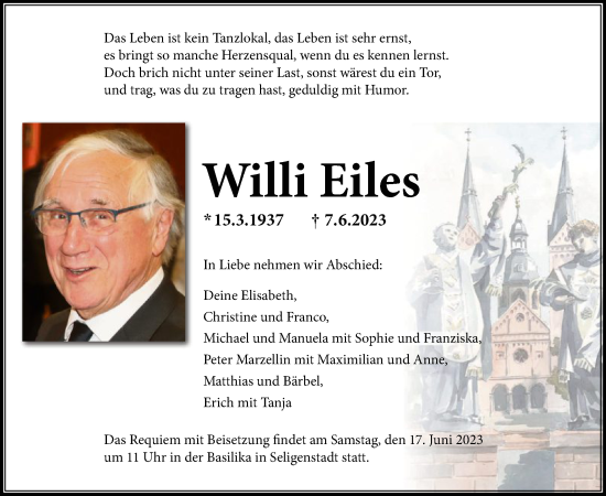 Todesanzeige von Willi Eiles von OF