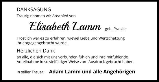 Todesanzeige von Elisabeth Lamm von OF