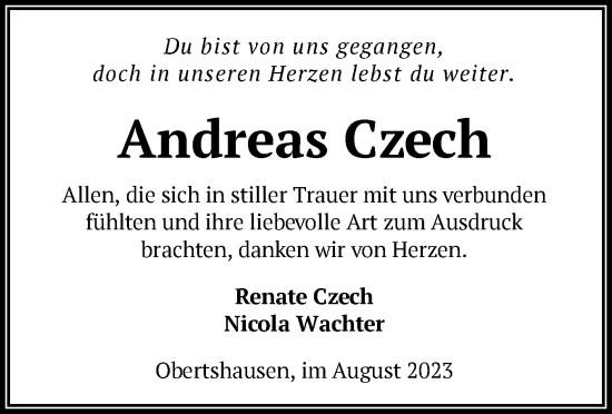 Todesanzeige von Andreas Czech von OF