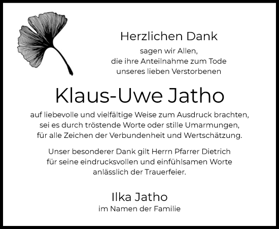 Todesanzeige von Klaus-Uwe Jatho von OF