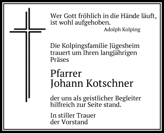 Todesanzeige von Johann Kotschner von OF