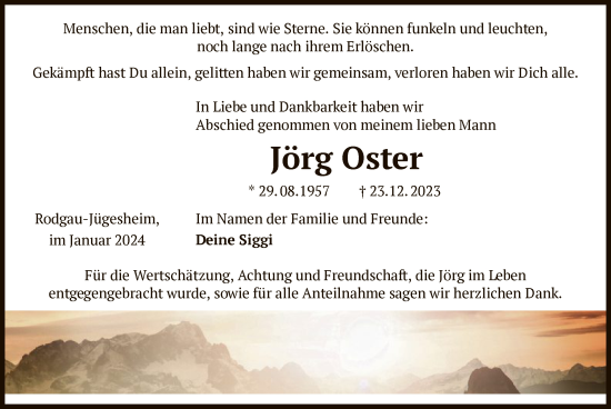 Todesanzeige von Jörg Oster von OF