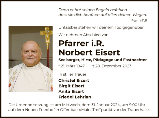 Todesanzeige von Norbert Eisert von OF