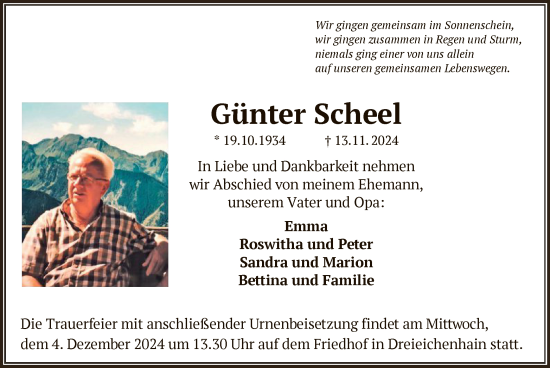 Todesanzeige von Günter Scheel von OF