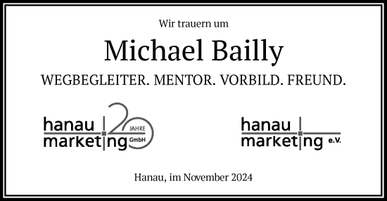 Todesanzeige von Michael Bailly von OF