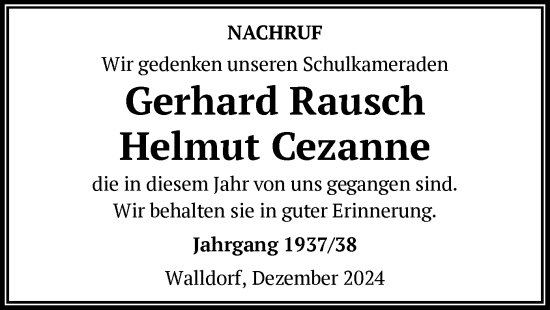 Todesanzeige von Nachruf  von OF