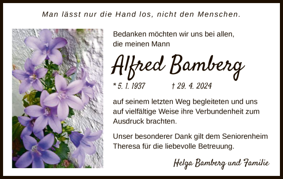 Todesanzeige von Alfred Bamberg von OF