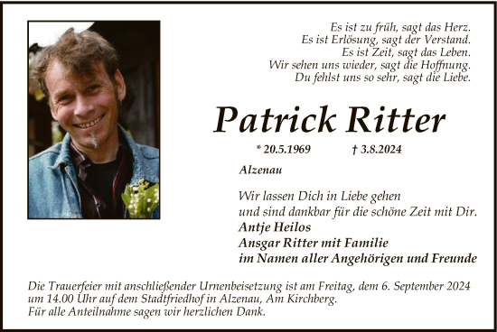 Todesanzeige von Patrick Ritter von OF