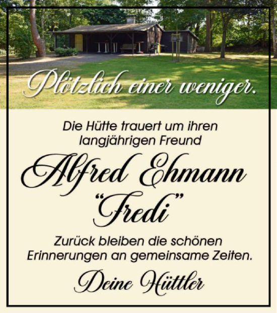 Todesanzeige von Alfred Ehmann von OF
