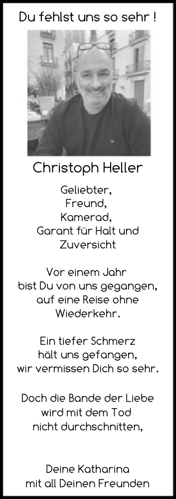 Todesanzeige von Christoph Heller von OF
