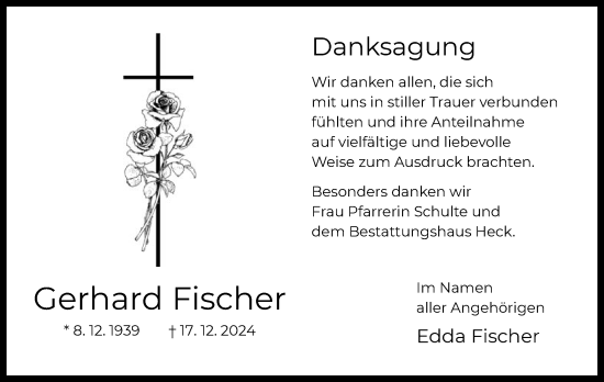 Todesanzeige von Gerhard Fischer von OF