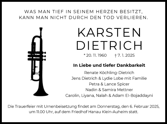 Todesanzeige von Karsten Dietrich von OF