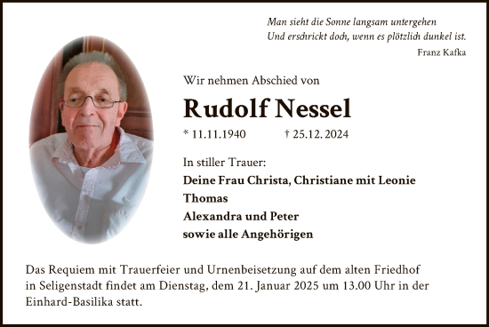 Todesanzeige von Rudolf Nessel von OF
