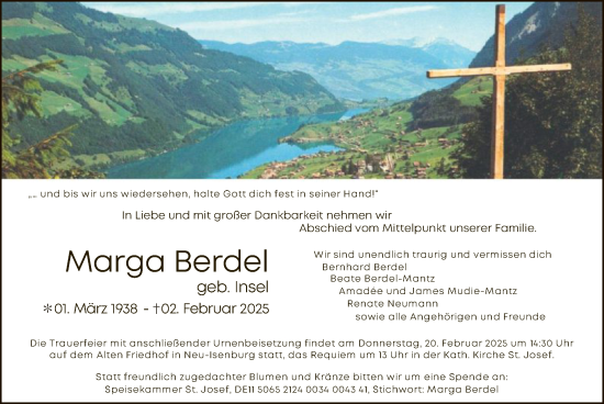 Todesanzeige von Marga Berdel von OF