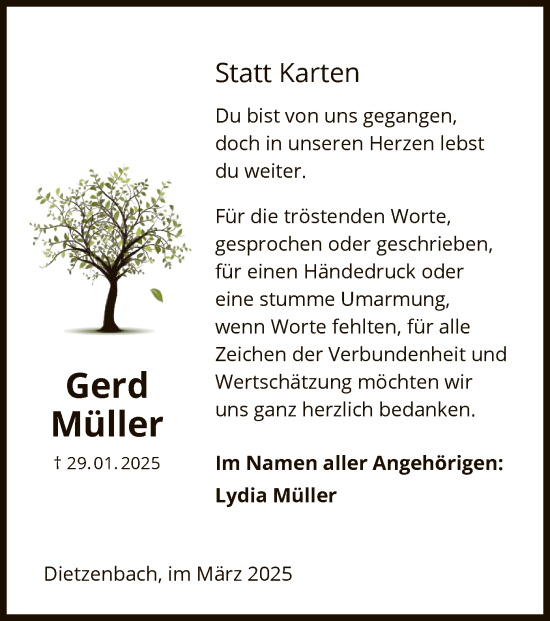 Todesanzeige von Gerd Müller von OFOF