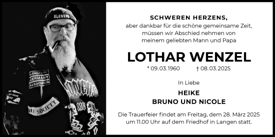 Todesanzeige von Lothar Wenzel von OF