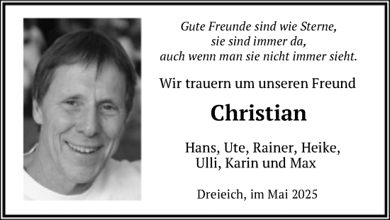 Todesanzeige von Christian Schlaefcke von OF