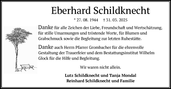 Todesanzeige von Eberhard Schildknecht von OF