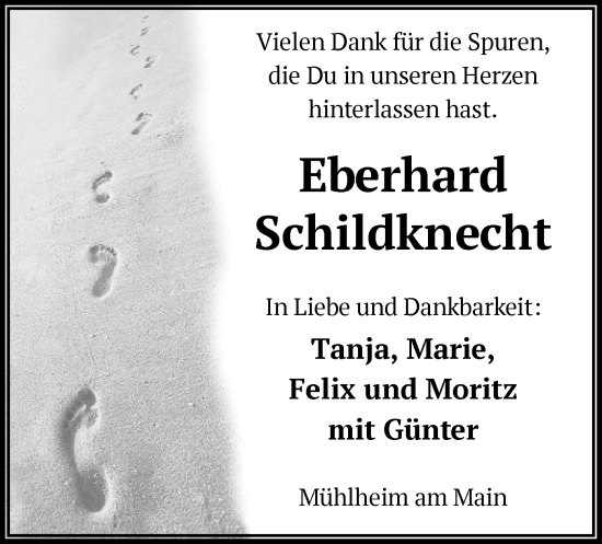 Todesanzeige von Eberhard Schildknecht von OF