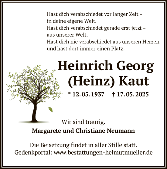 Todesanzeige von Heinrich Georg Kaut von OFOP
