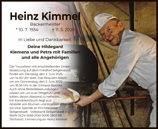 Todesanzeige von Heinz Kimmel von OF0L