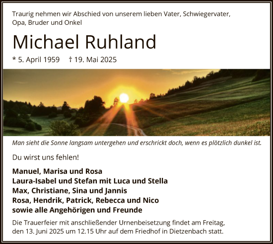 Todesanzeige von Michael Ruhland von OFOP