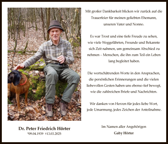 Todesanzeige von Peter Friedrich Hörter von OF