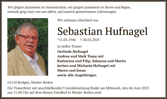 Todesanzeige von Sebastian Hufnagel von OFOP