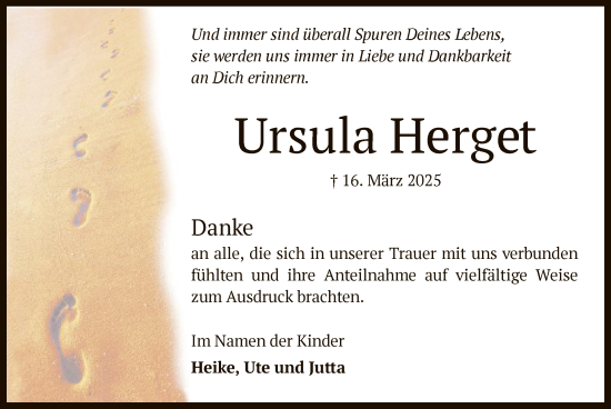 Todesanzeige von Ursula Herget von OF
