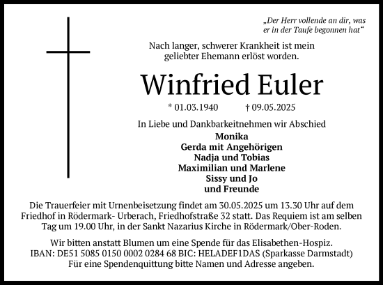 Todesanzeige von Winfried Euler von OFOP
