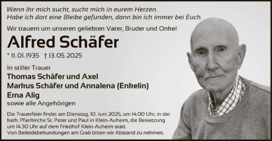 Todesanzeige von Alfred Schäfer von OFOP