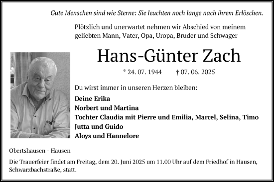 Todesanzeige von Hans-Günter Zach von OFOP