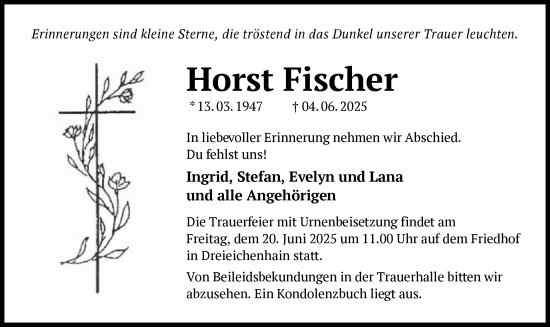 Todesanzeige von Horst Fischer von OFOP