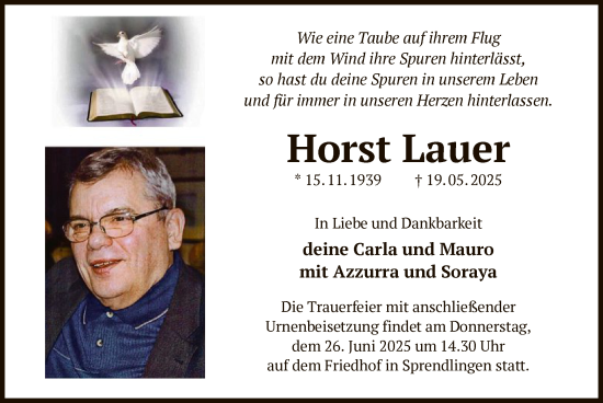 Todesanzeige von Horst Lauer von OFOP