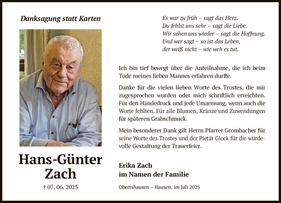 Todesanzeige von Hans-Günter Zach von OFOP
